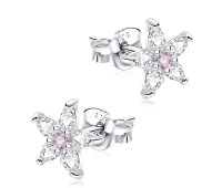 Sweetie Flowers With CZ Stone Silver Ear Stud STS-5333